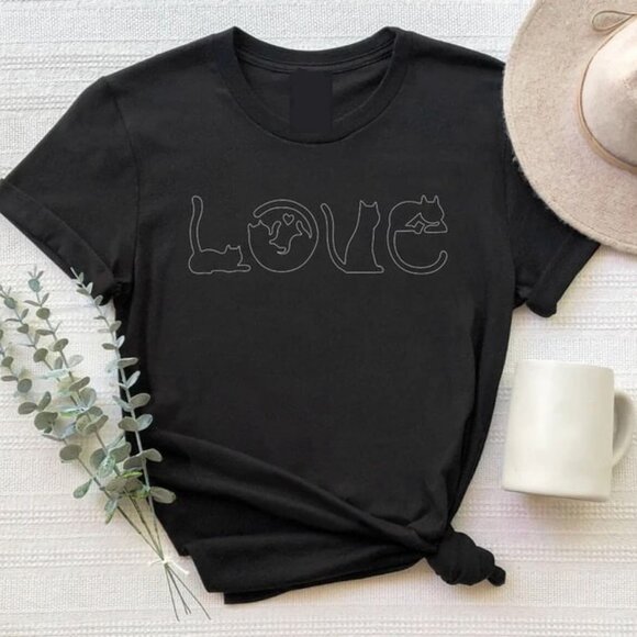 Tops - Love Cat TShirt, Cat Shirt, Cat Mom Shirt, Cat Lover T-Shirt